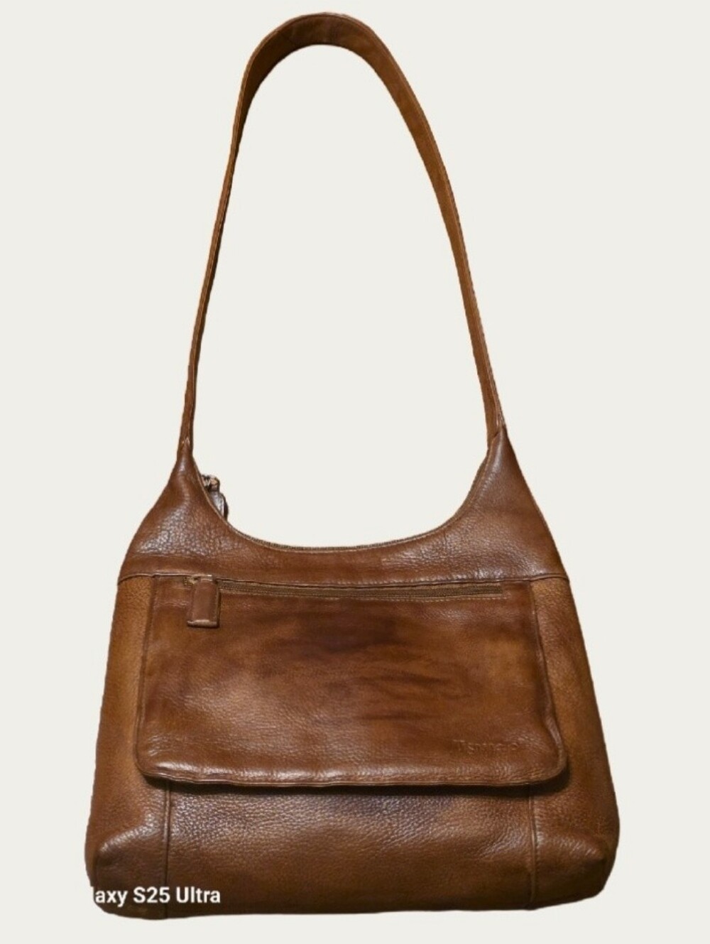 Restored Antiqued Vintage Tignanello Pebble Leather Flap Shoulder Bag